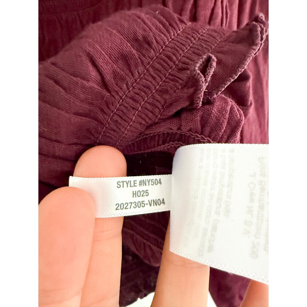 Madewell | NWT Smocked Boatneck Top Dark Pomegranate | Sz S - Picture 7 of 9